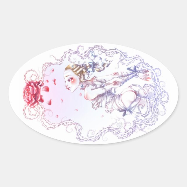 Sticker Ovale Rose de Versailles (Devant)