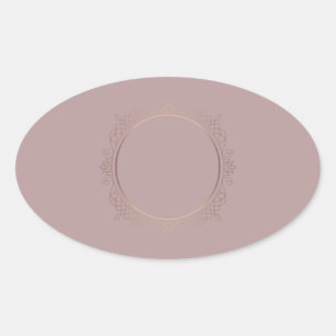 Sticker Ovale Rose élégant Gold Ajouter votre Modèle vierge de t