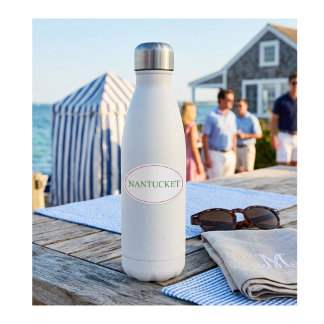 Sticker Ovale rose et vert de Nantucket | Style côtier BCB