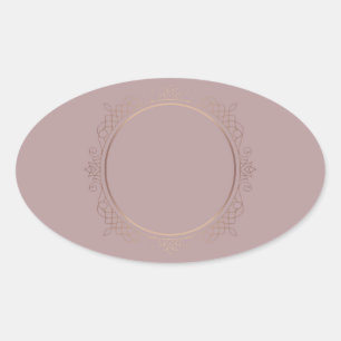 Sticker Ovale Rose Gold Blank Modèle Ajouter votre texte tendanc
