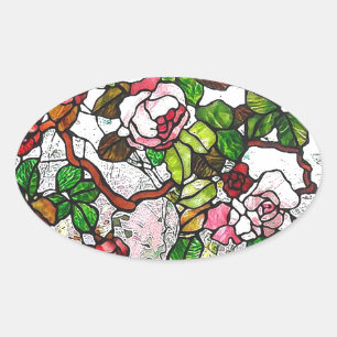 Sticker Ovale Roses Escalades - vitraux