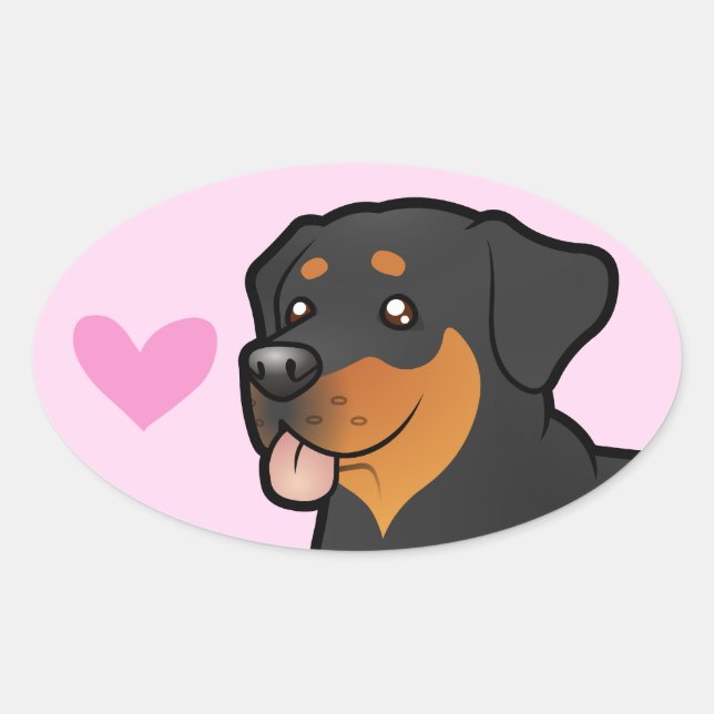Sticker Ovale Rottweiler Love (Devant)