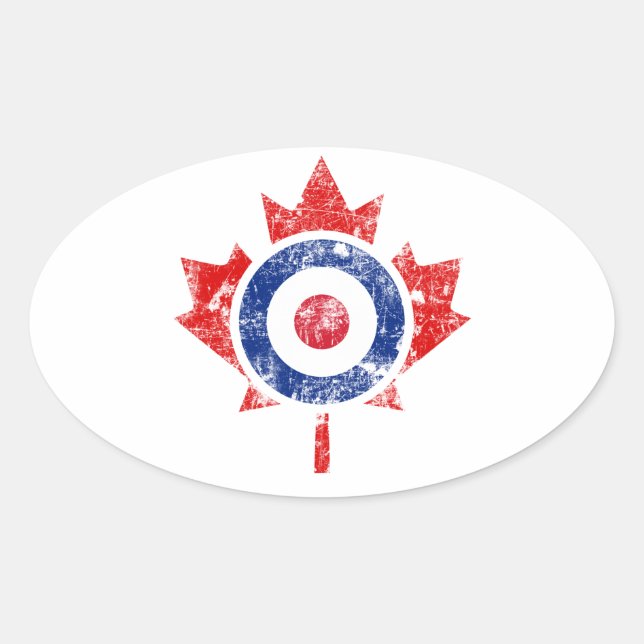 Sticker Ovale Roundel Canada Curling Hockey Cible Grunge Ice (Devant)