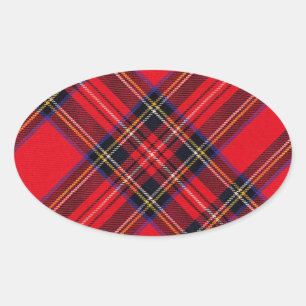 Sticker Ovale Royal Stewart tartan rouge noir plaid