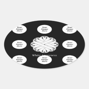 Sticker Ovale Ruban de fleurs blanches par Kenneth Yoncich Modèl