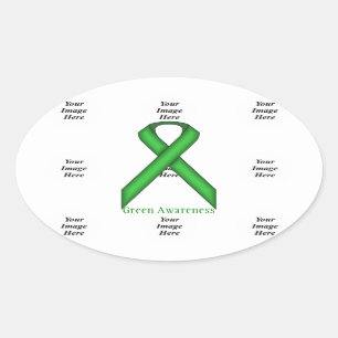 Sticker Ovale Ruban Green Standard par Kenneth Yoncich