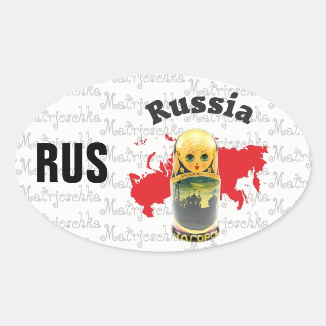 Sticker Ovale Russie - Russie Kleber (Devant)