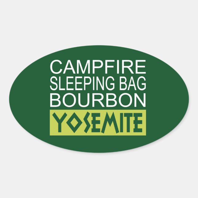 Sticker Ovale Sac couché de feu Bourbon Yosemite (Devant)