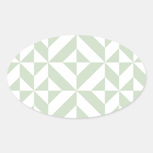 Sticker Ovale Sage Green Geometric Deco Cube Pattern (Devant)