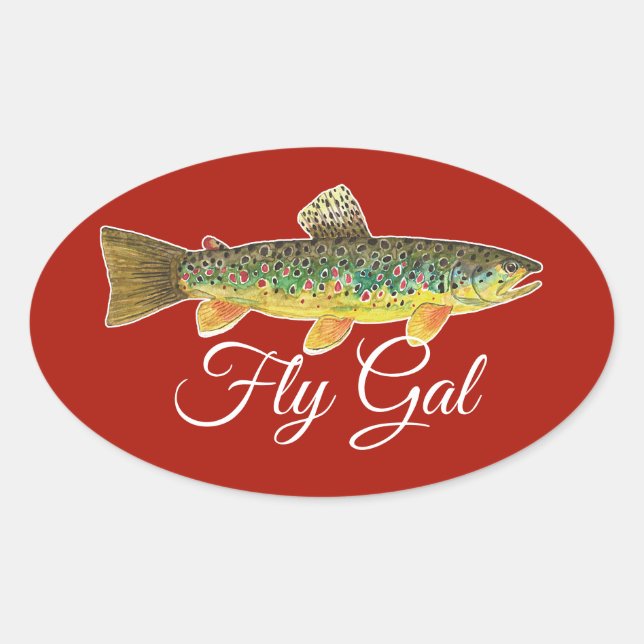 Sticker Ovale Salmo Trutta Fly Fishing Ladies (Devant)