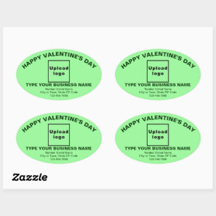 Sticker Ovale Salutation de Saint-Valentin pour le vert clair