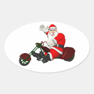 Sticker Ovale Santa Claus En Moteur