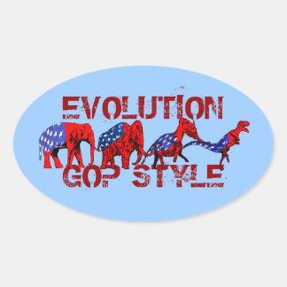 Sticker Ovale Satire anti-républicaine de l'évolution anti-GOP
