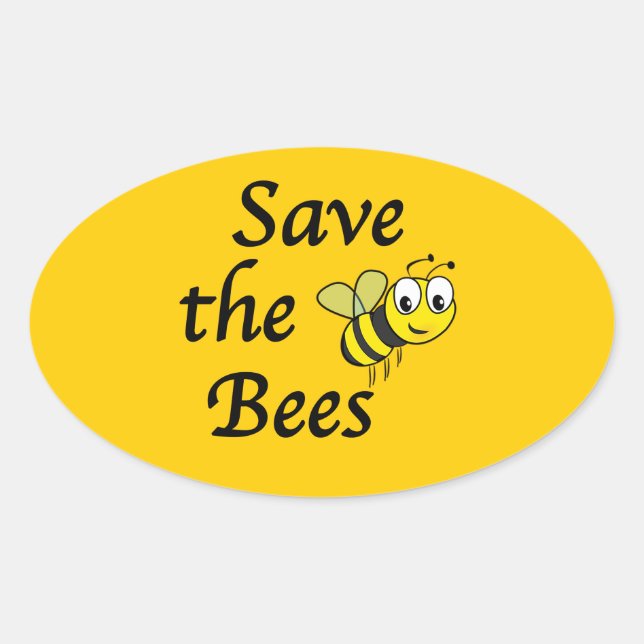 Sticker Ovale Sauvez les abeilles (Devant)