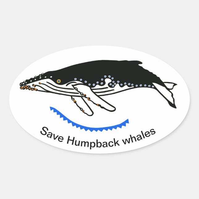 Sticker Ovale Sauvez les baleines à bosse - Animaux sauvages - N (Devant)