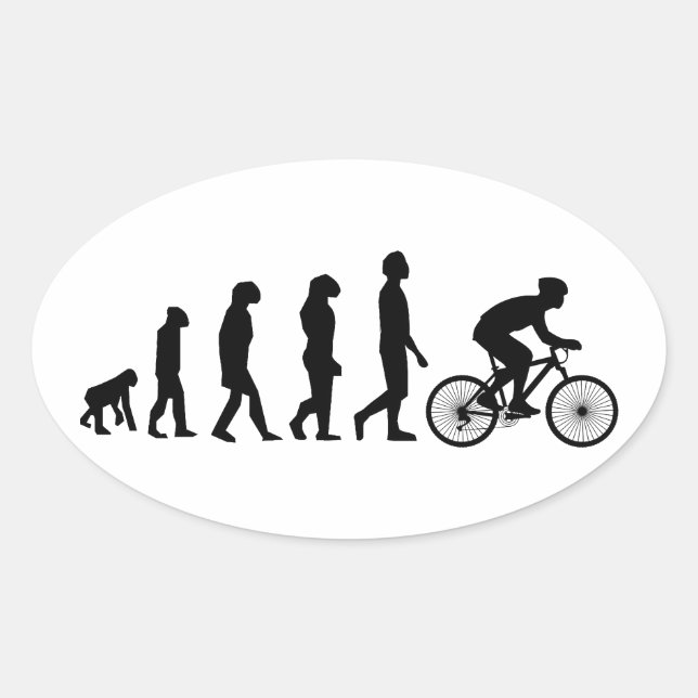 Sticker Ovale Schéma de l'évolution humaine du cyclisme moderne (Devant)
