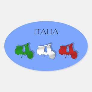 Sticker Ovale Scooters Italie Scooter Italia logo drapeau