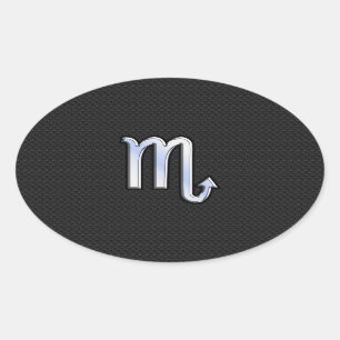 Sticker Ovale Scorpio Zodiac chrome comme Signe peau de serpent 