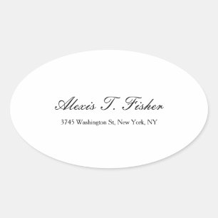 Sticker Ovale Script de calligraphie classique Simple Blanc