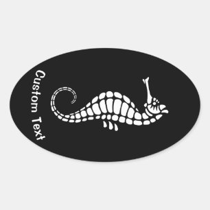 Sticker Ovale Seahorse White