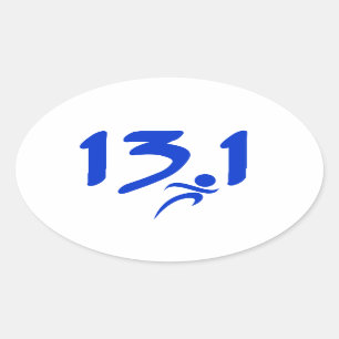 Sticker Ovale Semi-marathon 13,1 de bleu