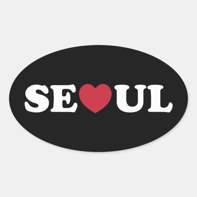Sticker Ovale Séoul Love Heart (Devant)