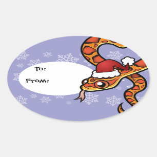 Sticker Ovale Serpent de Noël