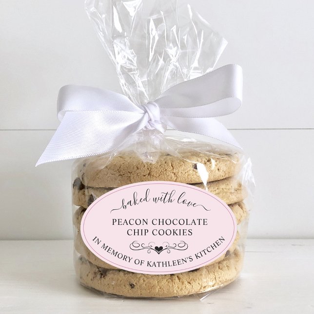 Sticker Ovale Service Mémorial Mémoire De Cuisiné Avec Amour Fav (Memorial Service Memory Of Baked With Love Favor Oval Sticker)