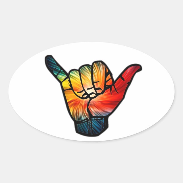 Sticker Ovale Shaka Rainbow (Devant)