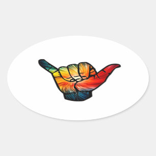 Sticker Ovale Shaka Rainbow