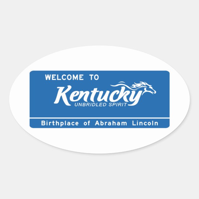 Sticker Ovale SIGNE ROUTIÈRE USA - Kentucky Bienvenue au Kentuck (Devant)