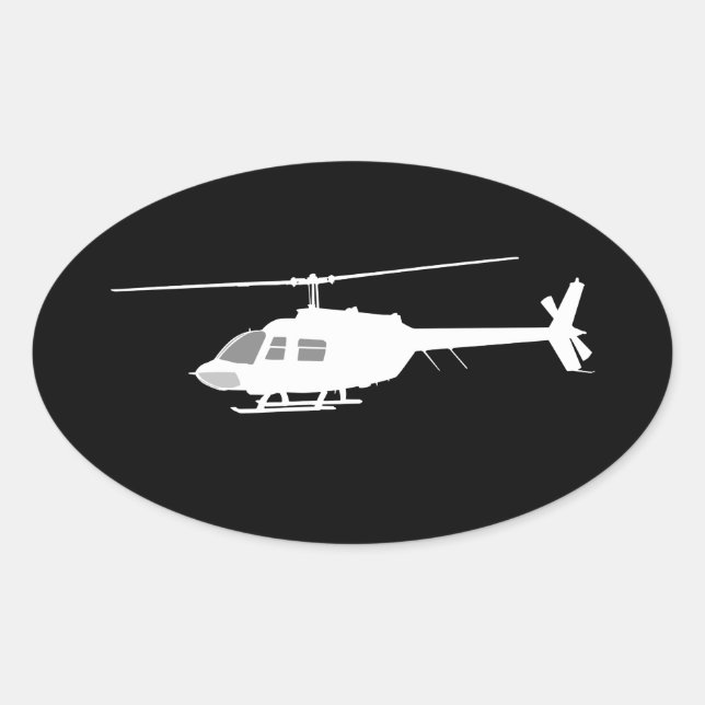 Sticker Ovale Silhouette à hélico volante Décor noir (Devant)