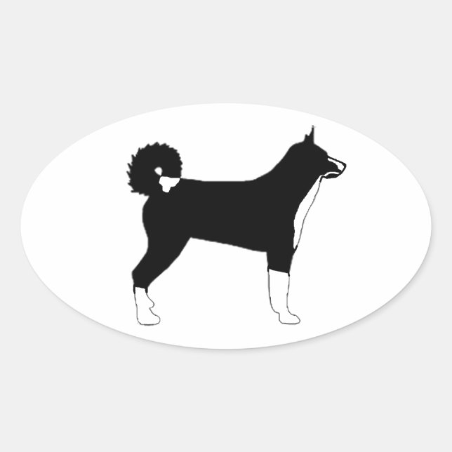 Sticker Ovale silhouette carélienne couleur chien ours (Devant)