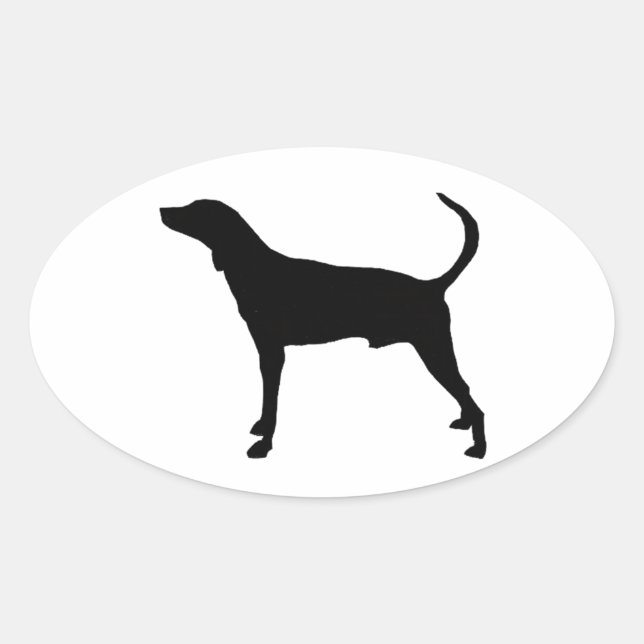 Sticker Ovale silhouette de hound tracée (Devant)