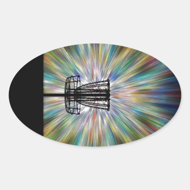Sticker Ovale Silhouette du panier de golf de disque (Devant)