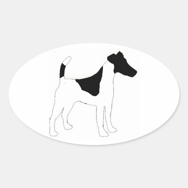 Sticker Ovale silhouette lisse fox terrier (Devant)