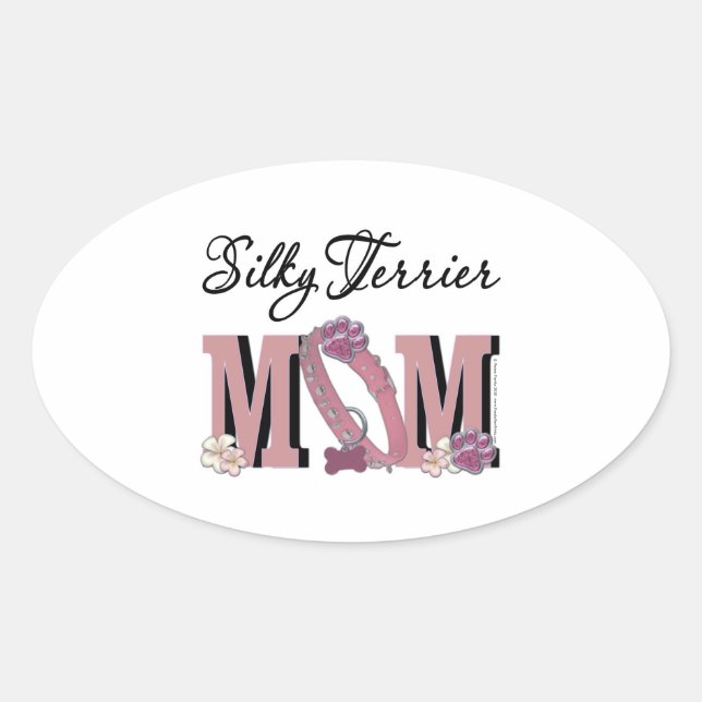 Sticker Ovale Silky Terrier MOM (Devant)