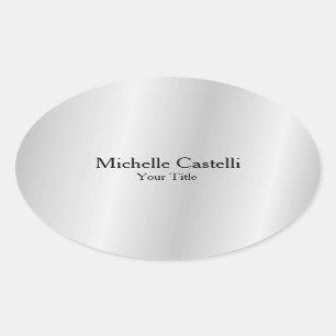 Sticker Ovale Silver Grey Professionnel Unique Classique Simple