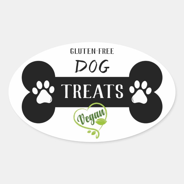 Sticker Ovale Simple Black & White Vega Chien Treat (Devant)