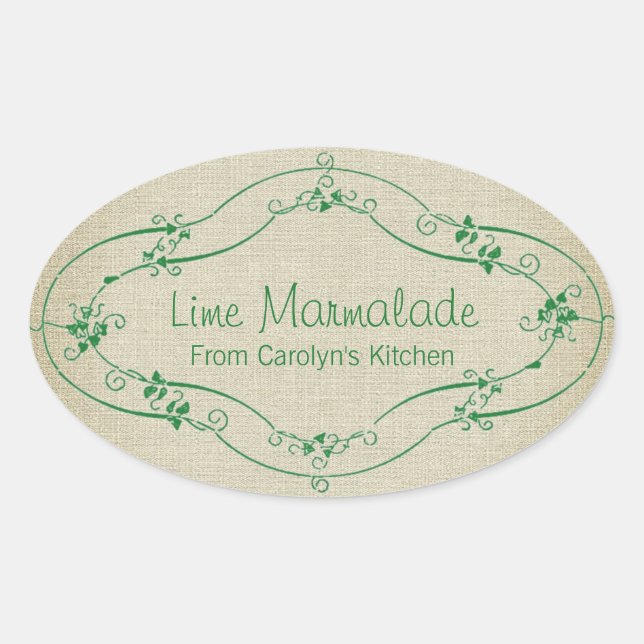 Sticker Ovale Simple Jam Marmalade Linen Rustique (Devant)