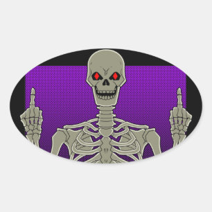Sticker Ovale Skeleton Poker Flip