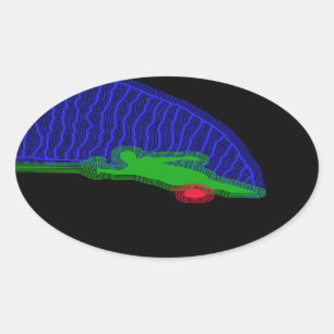 Sticker Ovale Slalom Water Skier Neon Spray