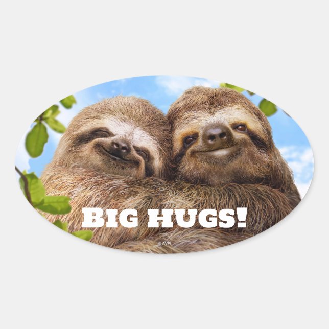 Sticker Ovale Sloth Couple (Devant)