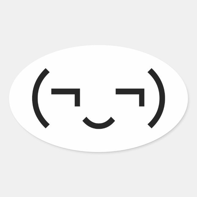 Sticker Ovale Smug Emoticon (‿MD) Kaomoji japonais (Devant)