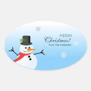 Sticker Ovale Snowman