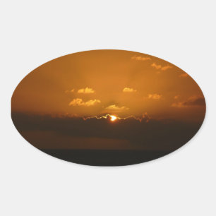 Sticker Ovale Soleil Derrière les nuages I Orange Sunset Photo