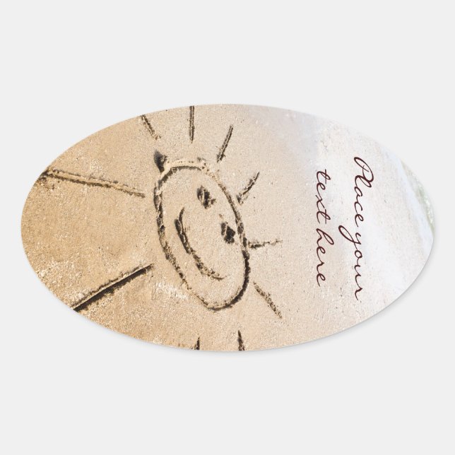 Sticker Ovale Soleil Sur La Plage (Devant)