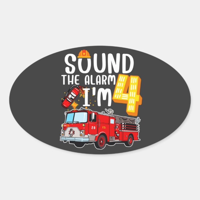 Sticker Ovale Son L'alarme Je suis 4 pompier Moteur d'incendie (Devant)