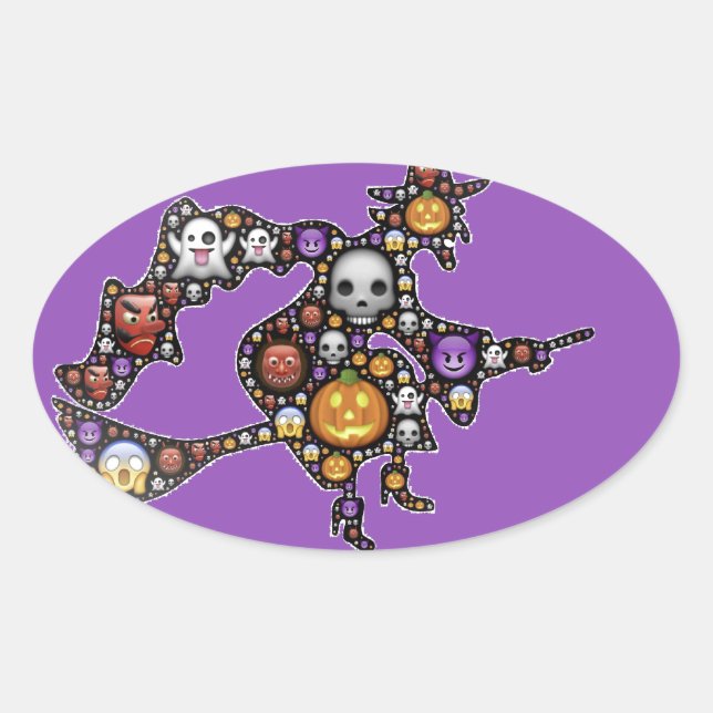 Sticker Ovale sorcière émoji (Devant)