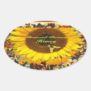 STICKER OVALE SOUFFLE ET HONEY BEE FLORAL BEEKEEPING